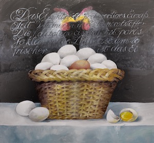 Eierkorb, Öl auf Leinwand 60x70 CM