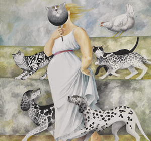 Frau mit Maske, Öl auf Leinwand 60x70 CM