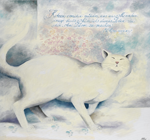 Stille Katze, Öl auf Leinwand 50x60 CM