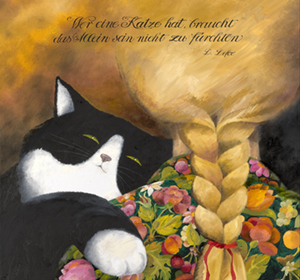 Katze und das Mädchen, Öl auf Leinwand 60x70 CM